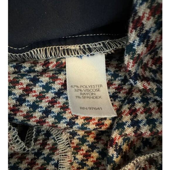 J. Jill Plus 18 Blue Red Houndstooth Pull On Cuffed Slim Straight Ankle Pants - Picture 7 of 8